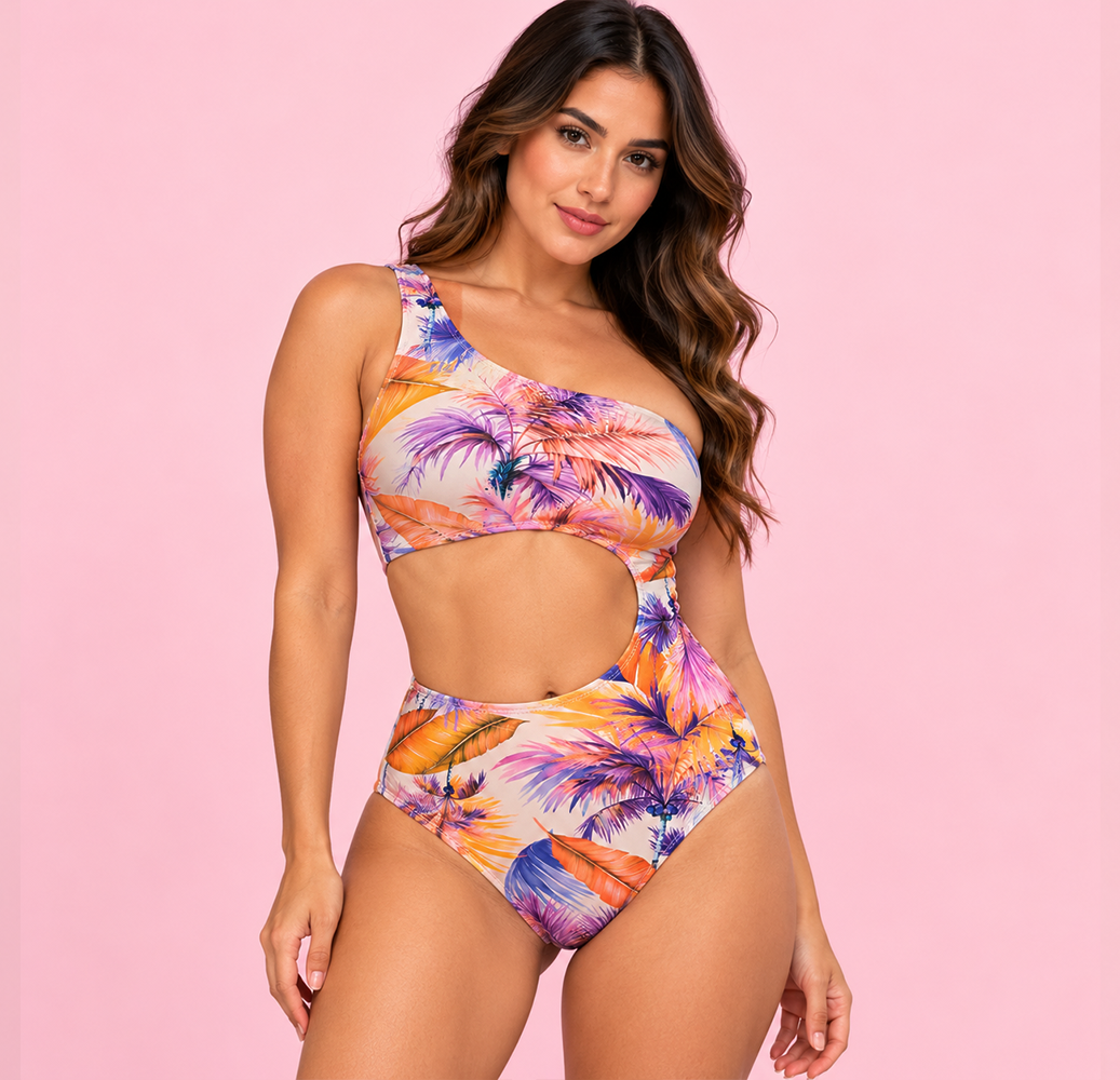 Bañador Estampado con Abertura