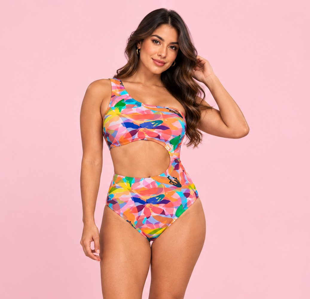 Bañador Estampado con Abertura
